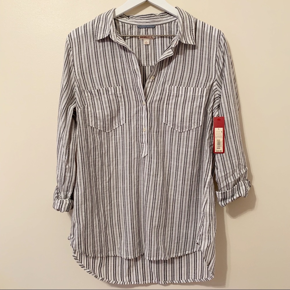 ✨NWT✨ Merona Striped Popover Tunic - White/Black